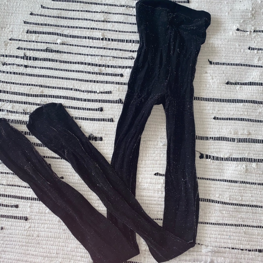 Black Metallic Tights M/L